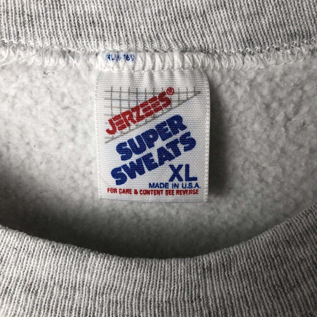 Vintage 80s-90'S Jerzees Super Sweats printed sweatshirt, made in the USA, men's size XL cotton gray type Vintage Second Hand