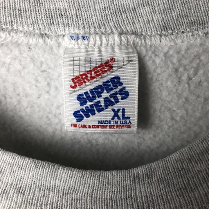 Vintage 80s-90'S Jerzees Super Sweats printed sweatshirt, made in the USA, men's size XL cotton gray type Vintage Second Hand