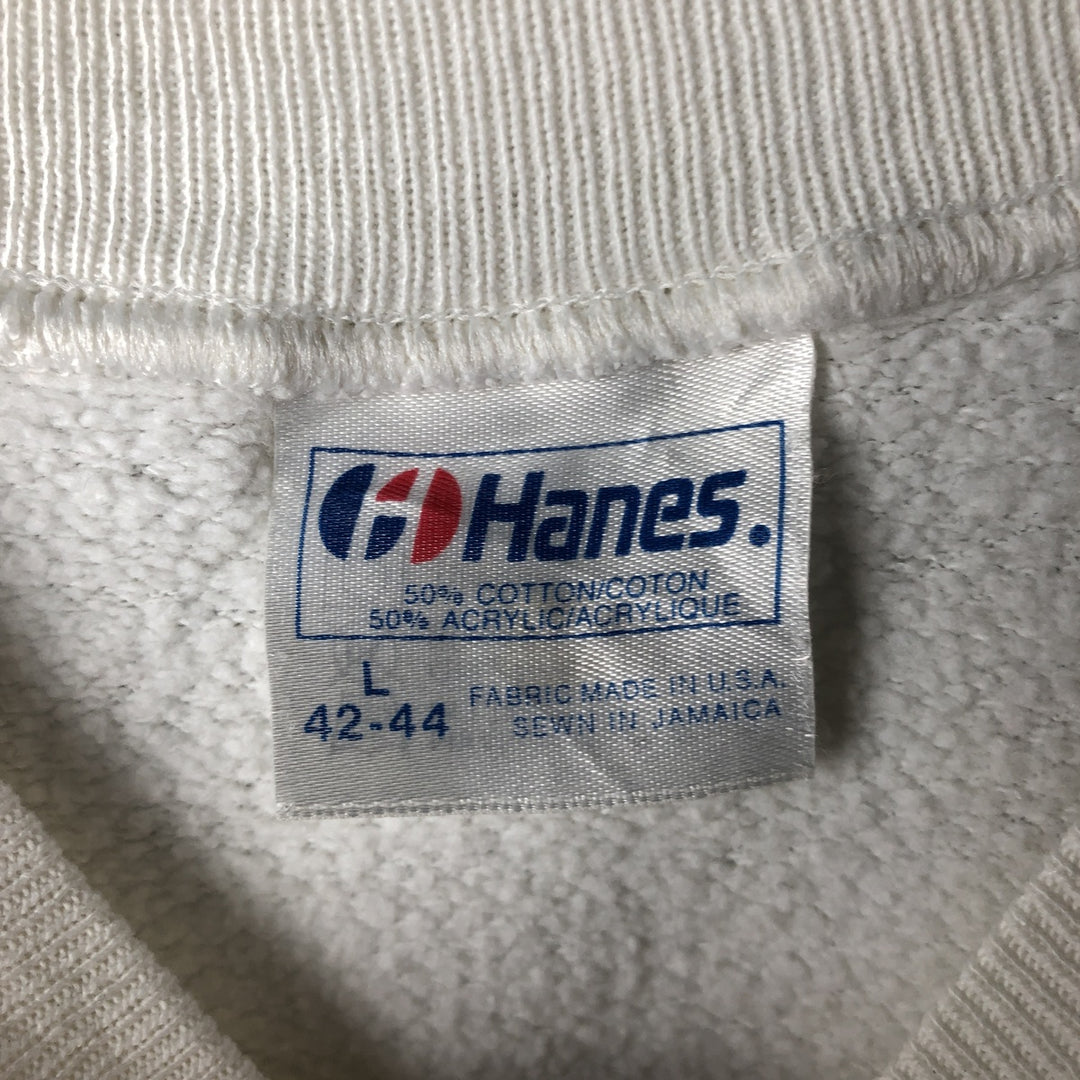 Vintage 80'S Hanes printed sweatshirt, made in USA, size L for men cotton white type Vintage Second Hand