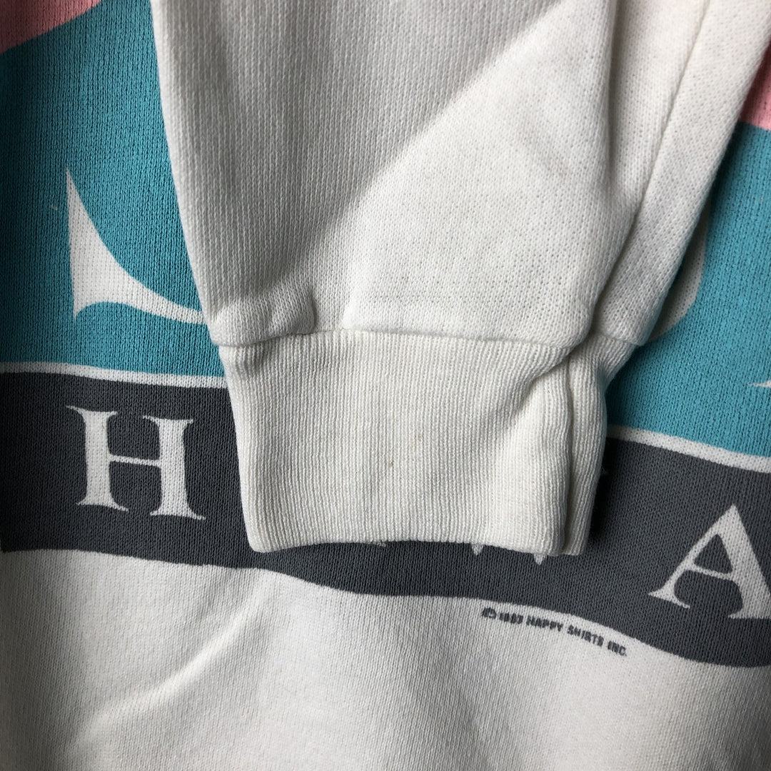 Vintage 80'S Hanes printed sweatshirt, made in USA, size L for men cotton white type Vintage Second Hand