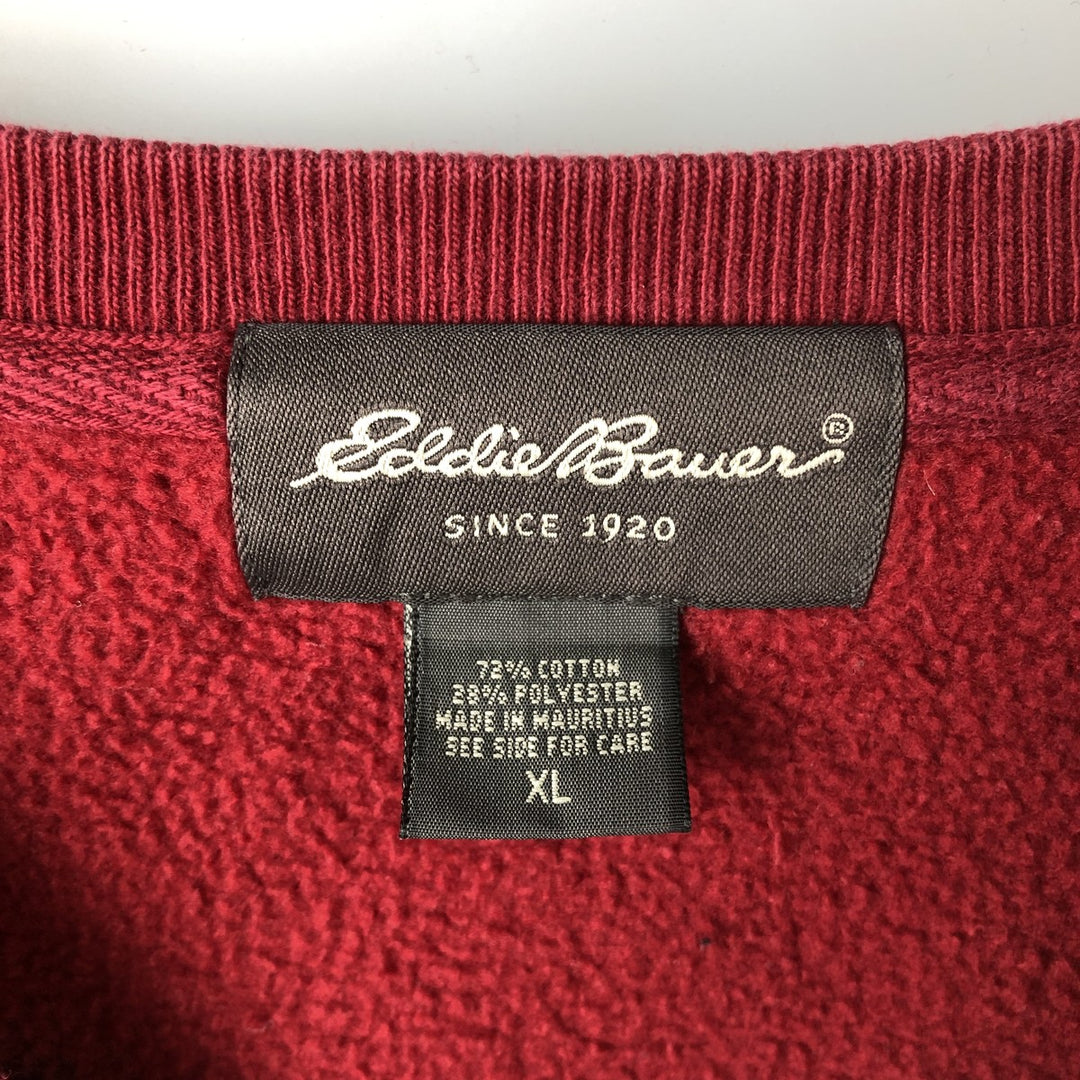 2000'S Eddie Bauer logo sweatshirt, men's size XL cotton red type reddish brown Vintage Second Hand