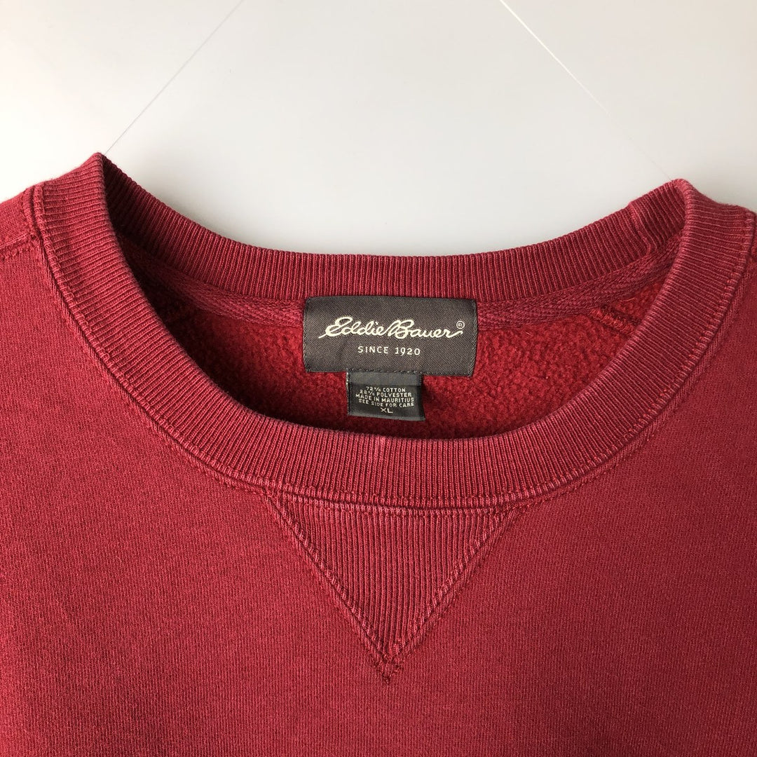 2000'S Eddie Bauer logo sweatshirt, men's size XL cotton red type reddish brown Vintage Second Hand