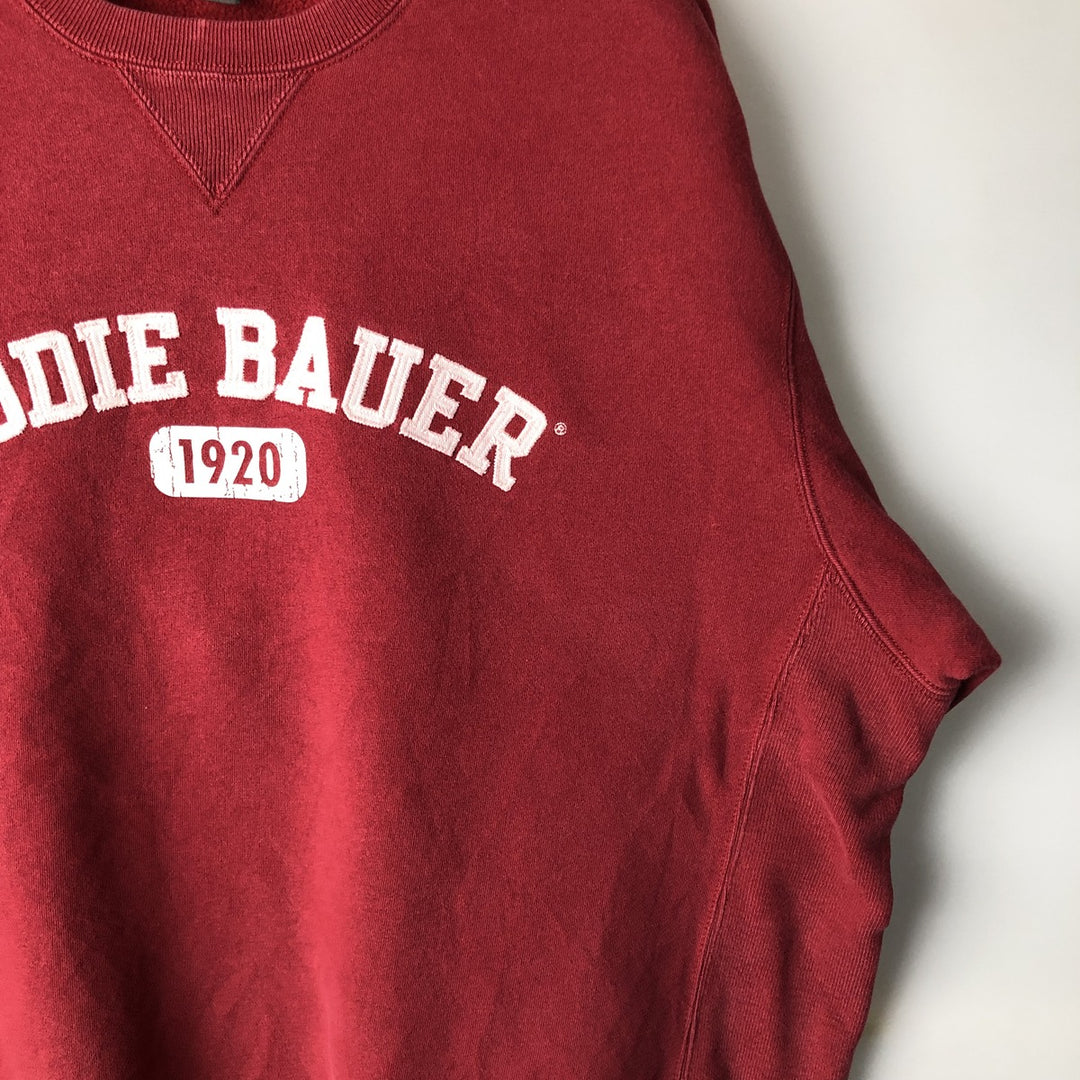 2000'S Eddie Bauer logo sweatshirt, men's size XL cotton red type reddish brown Vintage Second Hand