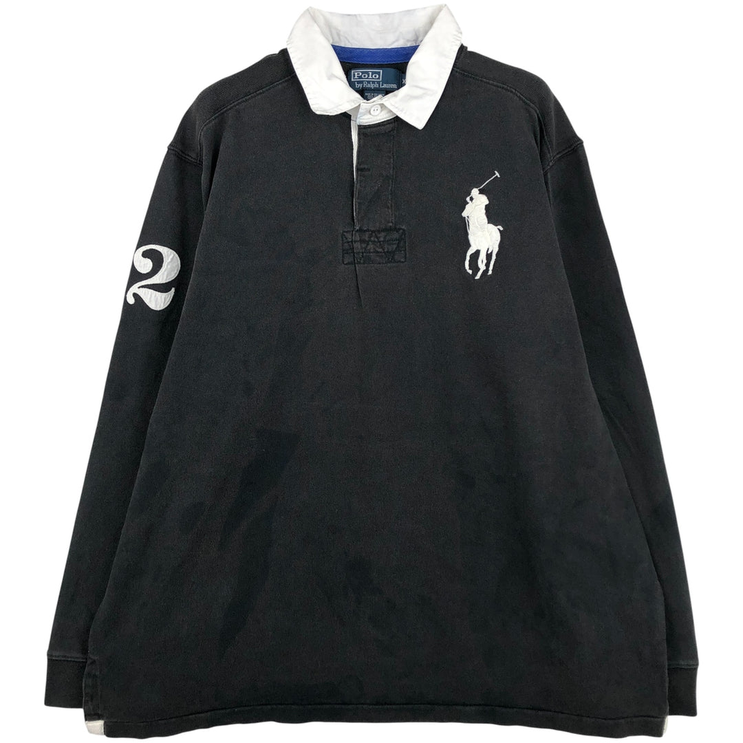 Ralph Lauren POLO by Ralph Lauren Big Pony Long Sleeve Rugby Shirt Men's XL cotton black type Vintage Second Hand