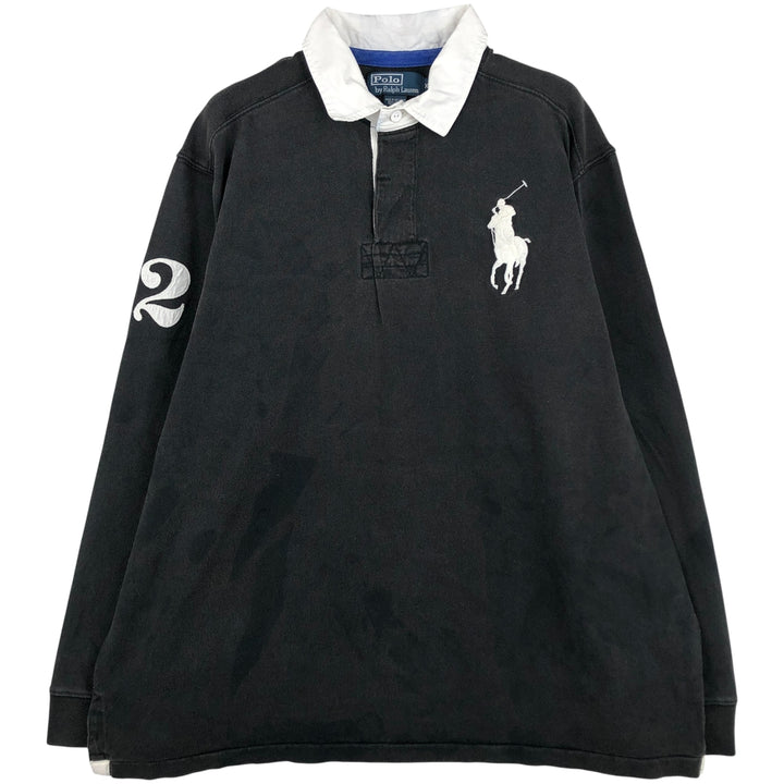 Ralph Lauren POLO by Ralph Lauren Big Pony Long Sleeve Rugby Shirt Men's XL cotton black type Vintage Second Hand