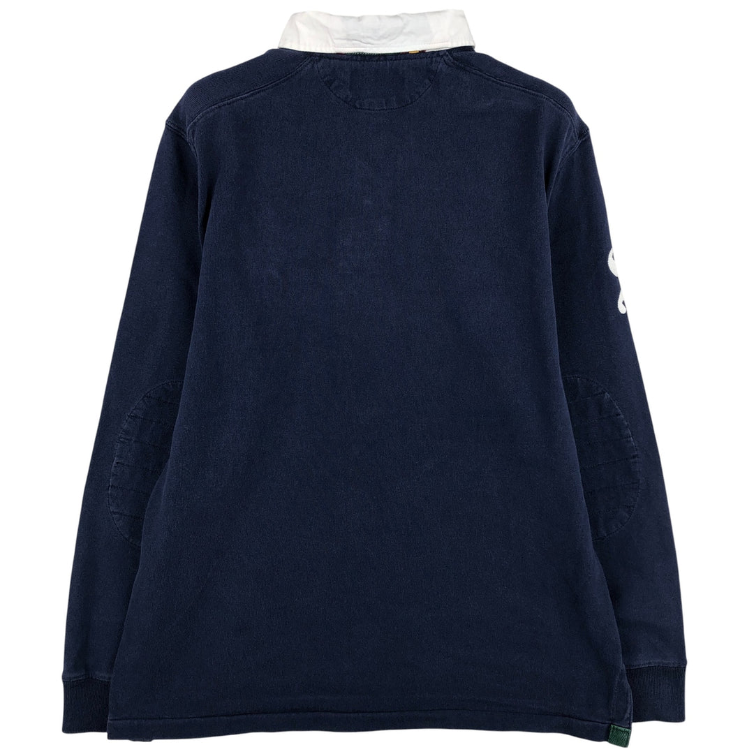 Ralph Lauren POLO by Ralph Lauren CUSTOM FIT Big Pony Long Sleeve Rugby Shirt, Men's Size Medium cotton navy blue type Vintage Second Hand