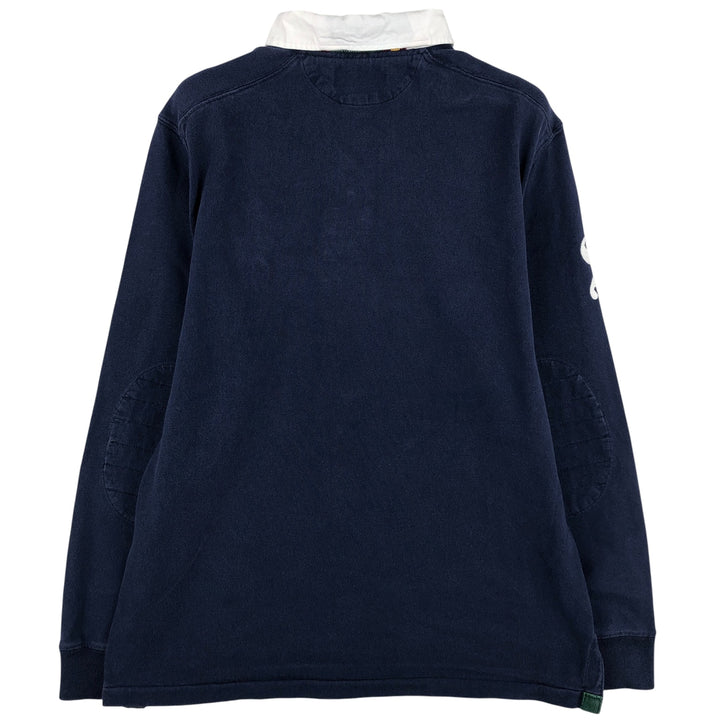 Ralph Lauren POLO by Ralph Lauren CUSTOM FIT Big Pony Long Sleeve Rugby Shirt, Men's Size Medium cotton navy blue type Vintage Second Hand