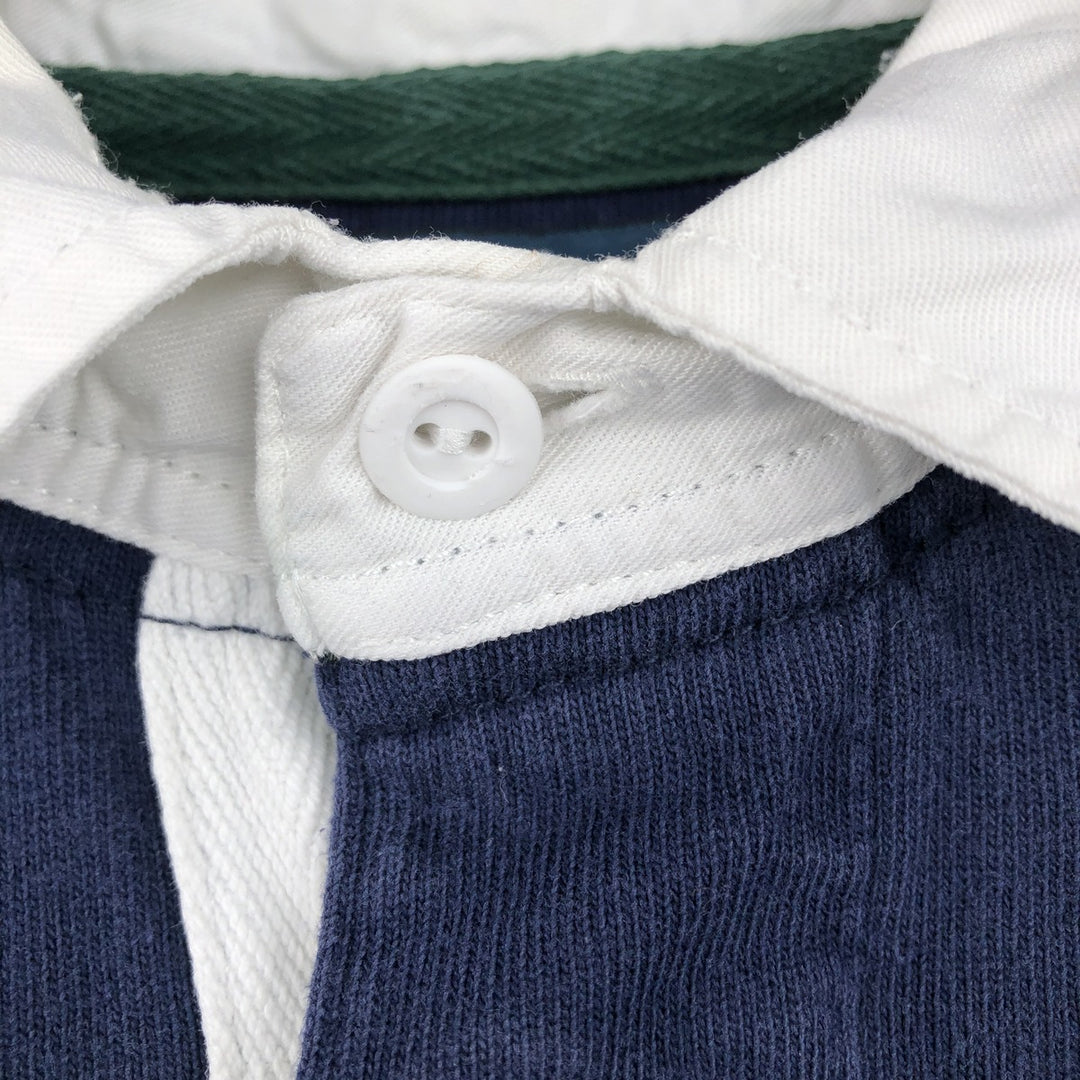 Ralph Lauren POLO by Ralph Lauren CUSTOM FIT Big Pony Long Sleeve Rugby Shirt, Men's Size Medium cotton navy blue type Vintage Second Hand