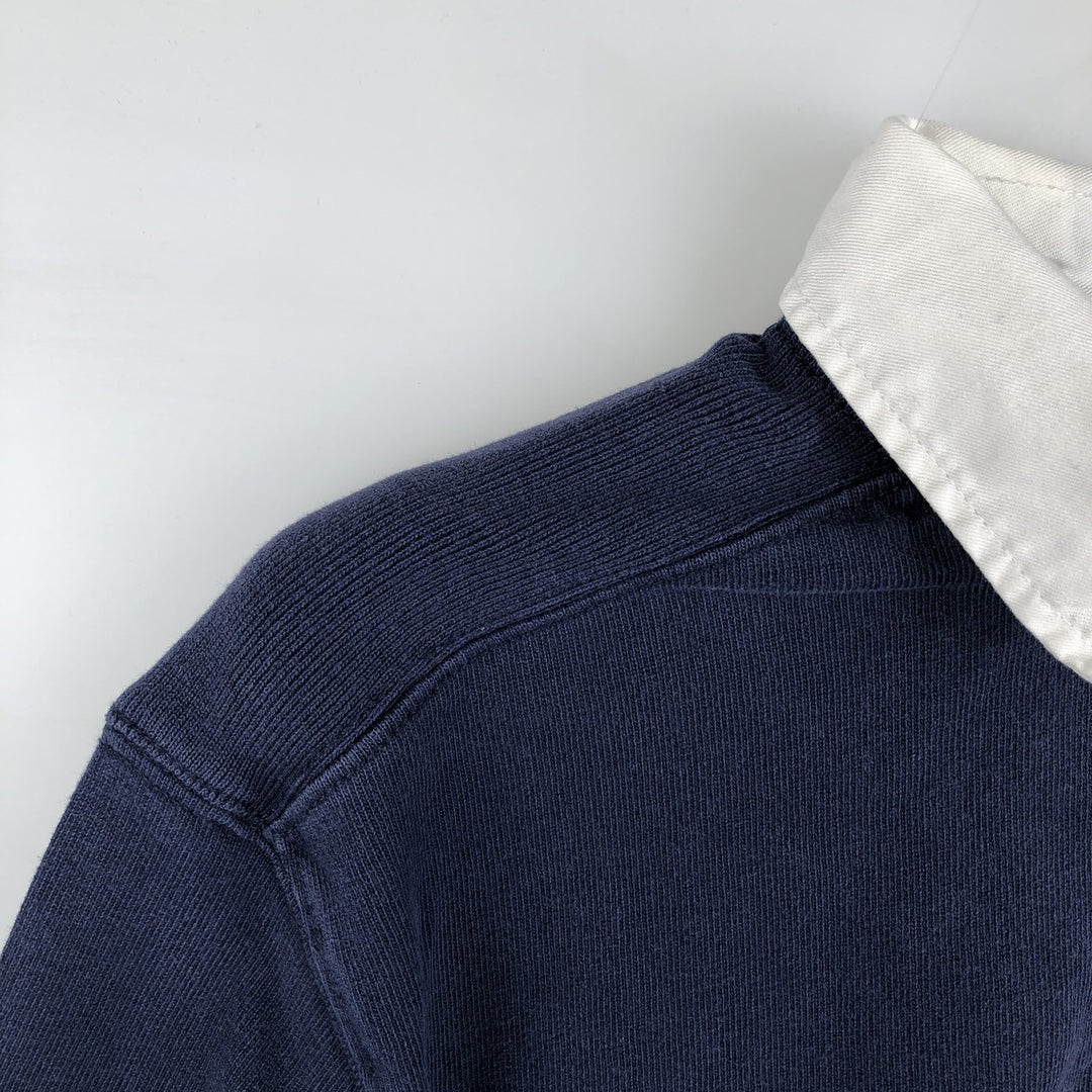Ralph Lauren POLO by Ralph Lauren CUSTOM FIT Big Pony Long Sleeve Rugby Shirt, Men's Size Medium cotton navy blue type Vintage Second Hand