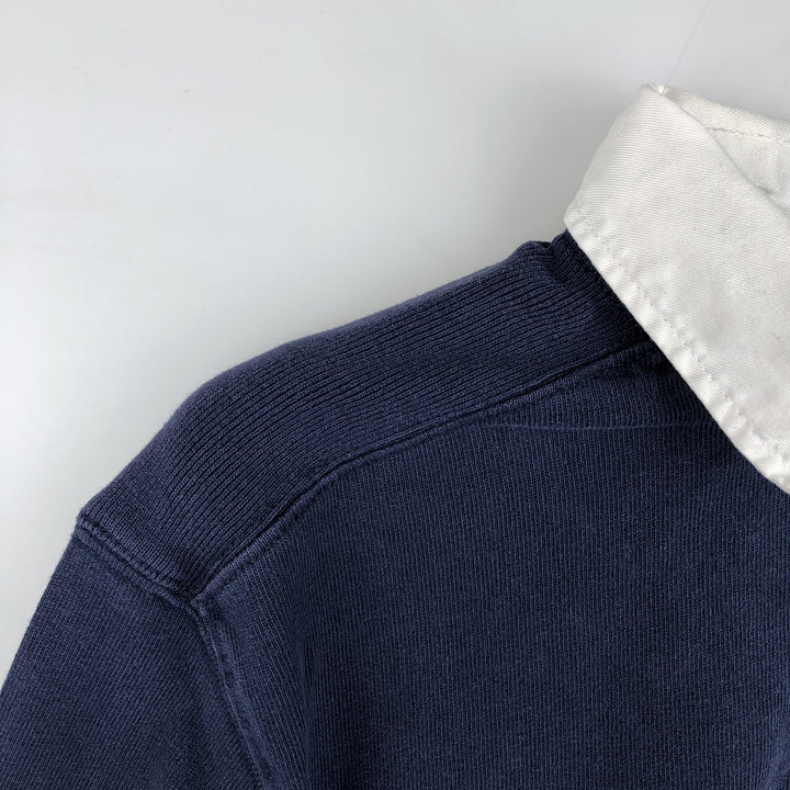 Ralph Lauren POLO by Ralph Lauren CUSTOM FIT Big Pony Long Sleeve Rugby Shirt, Men's Size Medium cotton navy blue type Vintage Second Hand