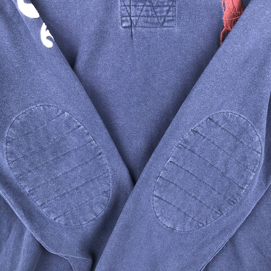 Ralph Lauren POLO by Ralph Lauren CUSTOM FIT Big Pony Long Sleeve Rugby Shirt, Men's Size Medium cotton navy blue type Vintage Second Hand