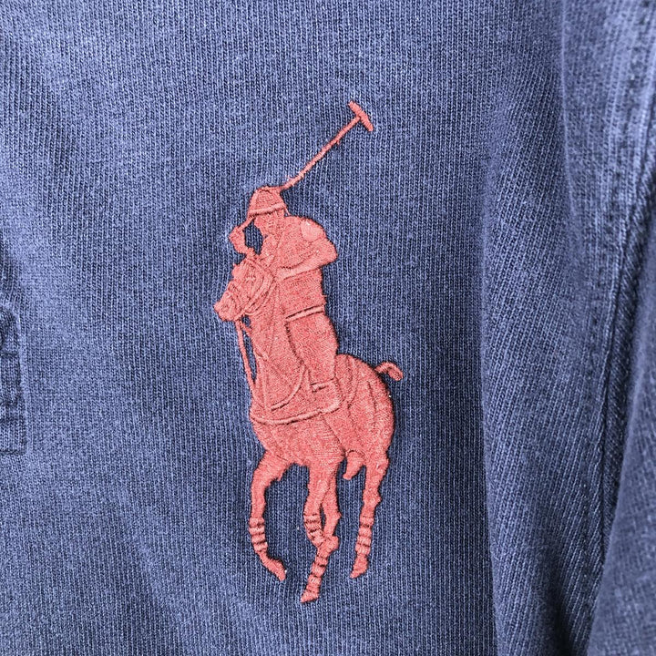 Ralph Lauren POLO by Ralph Lauren CUSTOM FIT Big Pony Long Sleeve Rugby Shirt, Men's Size Medium cotton navy blue type Vintage Second Hand