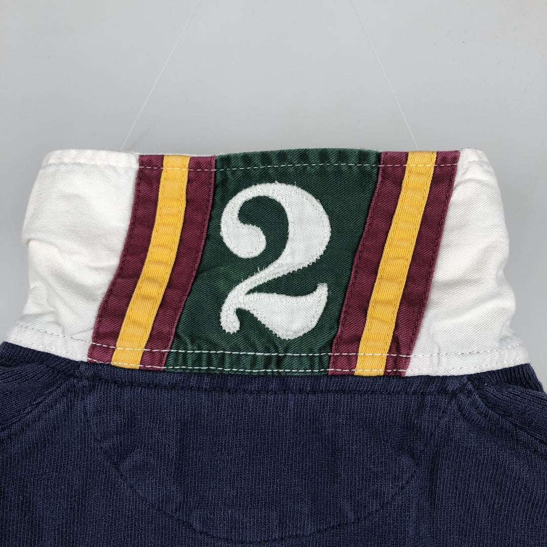 Ralph Lauren POLO by Ralph Lauren CUSTOM FIT Big Pony Long Sleeve Rugby Shirt, Men's Size Medium cotton navy blue type Vintage Second Hand