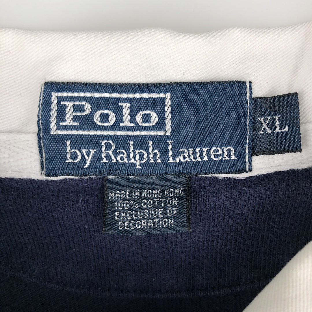 Ralph Lauren POLO by Ralph Lauren Big Pony Long Sleeve Rugby Shirt Men's XL cotton navy blue type Vintage Second Hand