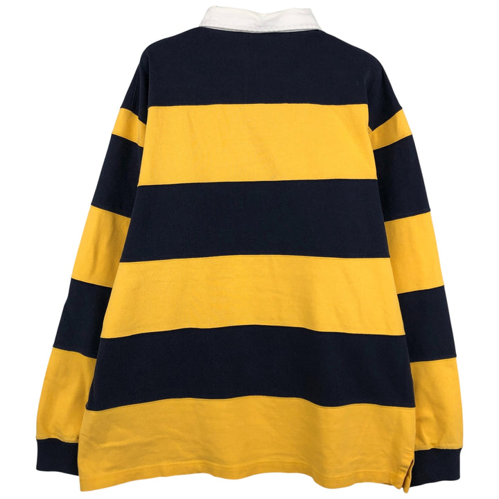 Ralph Lauren POLO by Ralph Lauren Striped Pattern Long Sleeve Rugby Shirt Men's Size L cotton navy blue type Vintage Second Hand