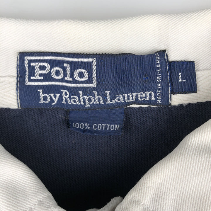 Ralph Lauren POLO by Ralph Lauren Striped Pattern Long Sleeve Rugby Shirt Men's Size L cotton navy blue type Vintage Second Hand