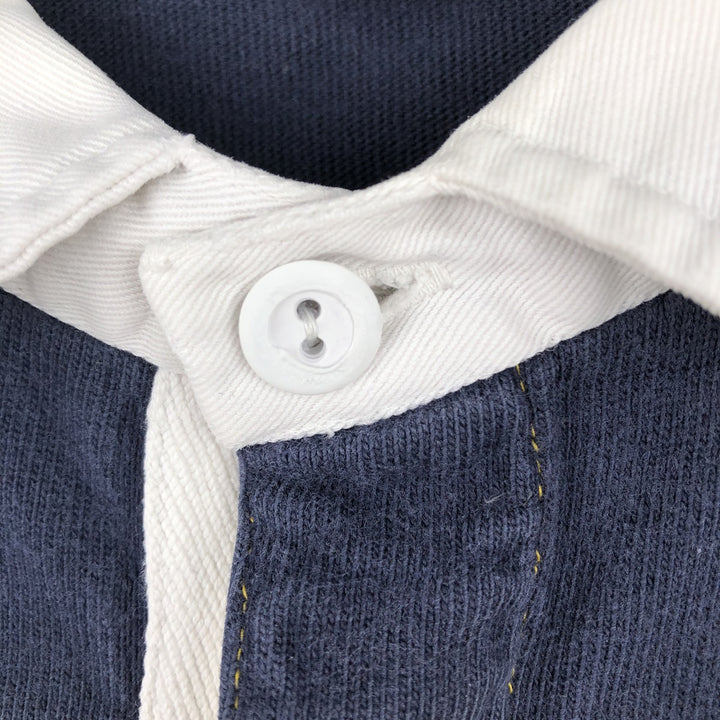 Ralph Lauren POLO by Ralph Lauren Striped Pattern Long Sleeve Rugby Shirt Men's Size L cotton navy blue type Vintage Second Hand