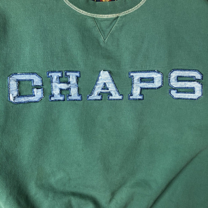 Vintage 1980'S Ralph Lauren CHAPS logo sweatshirt, size M, men's cotton green type Vintage Second Hand