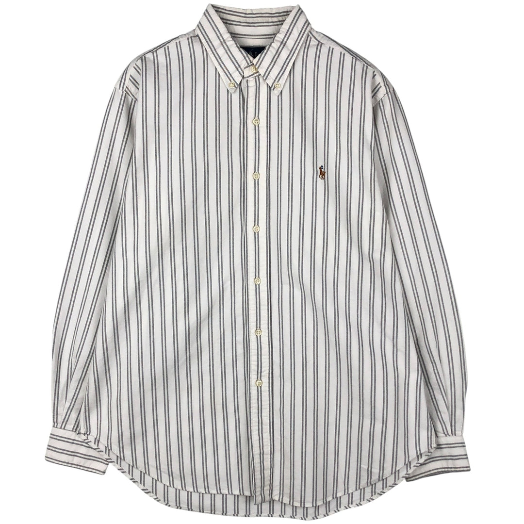 Ralph Lauren Classic Fit Long Sleeve Button Down Striped Shirt, Men's Size L cotton gray type Vintage Second Hand