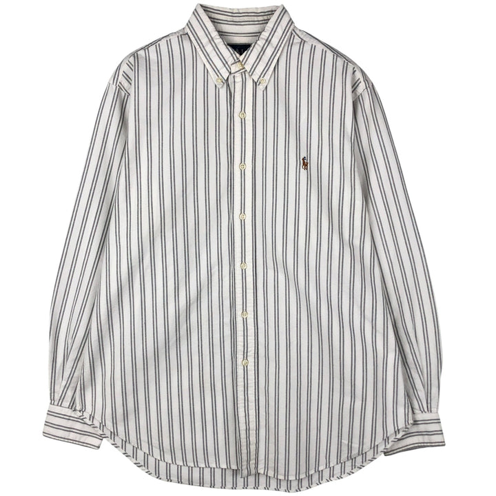 Ralph Lauren Classic Fit Long Sleeve Button Down Striped Shirt, Men's Size L cotton gray type Vintage Second Hand