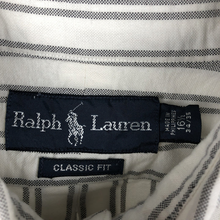 Ralph Lauren Classic Fit Long Sleeve Button Down Striped Shirt, Men's Size L cotton gray type Vintage Second Hand