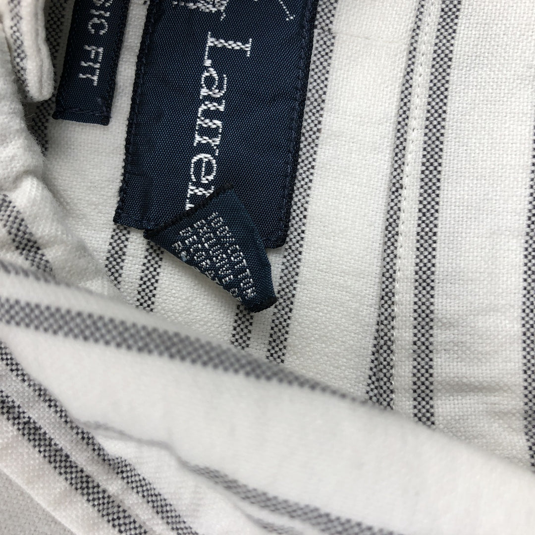 Ralph Lauren Classic Fit Long Sleeve Button Down Striped Shirt, Men's Size L cotton gray type Vintage Second Hand