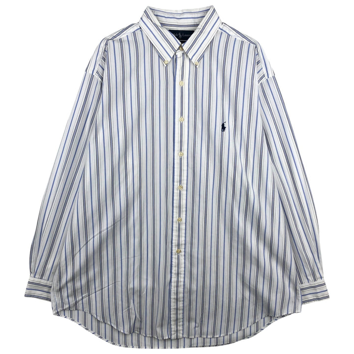Ralph Lauren YARMOUTH Long Sleeve Button-Down Striped Shirt, Men's XL cotton white type Vintage Second Hand