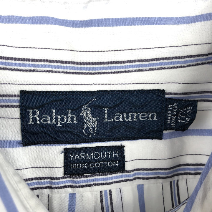 Ralph Lauren YARMOUTH Long Sleeve Button-Down Striped Shirt, Men's XL cotton white type Vintage Second Hand