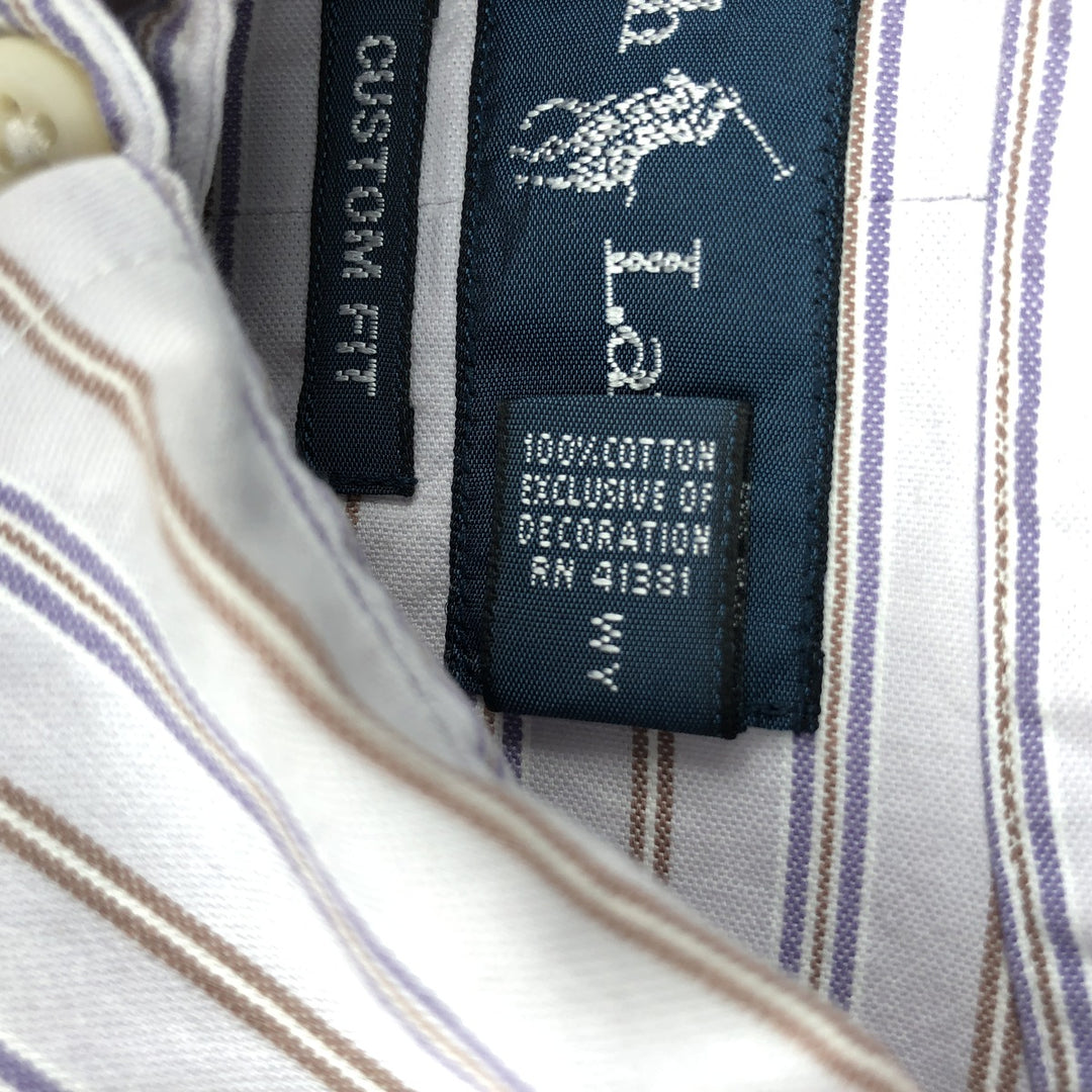 Ralph Lauren CUSTOM FIT long sleeve button down striped shirt men's size L cotton purple type Vintage Second Hand