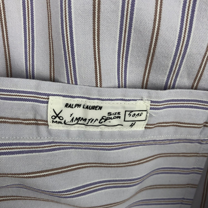 Ralph Lauren CUSTOM FIT long sleeve button down striped shirt men's size L cotton purple type Vintage Second Hand