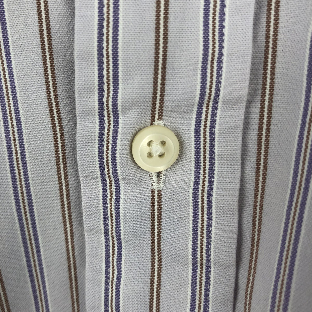 Ralph Lauren CUSTOM FIT long sleeve button down striped shirt men's size L cotton purple type Vintage Second Hand