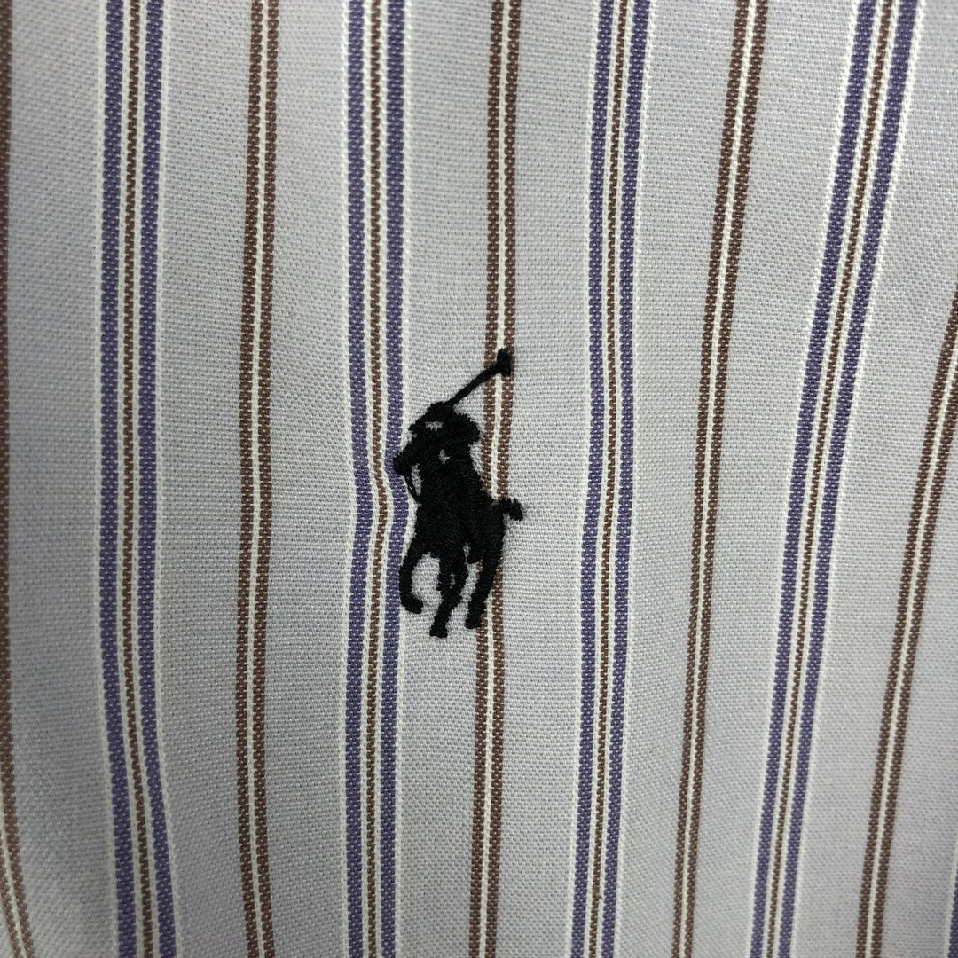Ralph Lauren CUSTOM FIT long sleeve button down striped shirt men's size L cotton purple type Vintage Second Hand