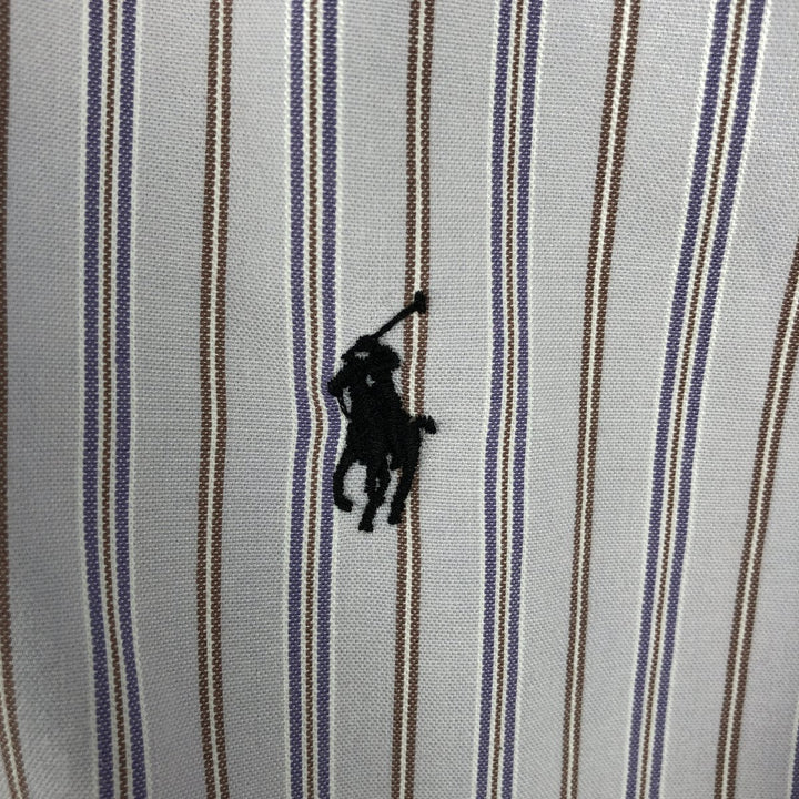 Ralph Lauren CUSTOM FIT long sleeve button down striped shirt men's size L cotton purple type Vintage Second Hand