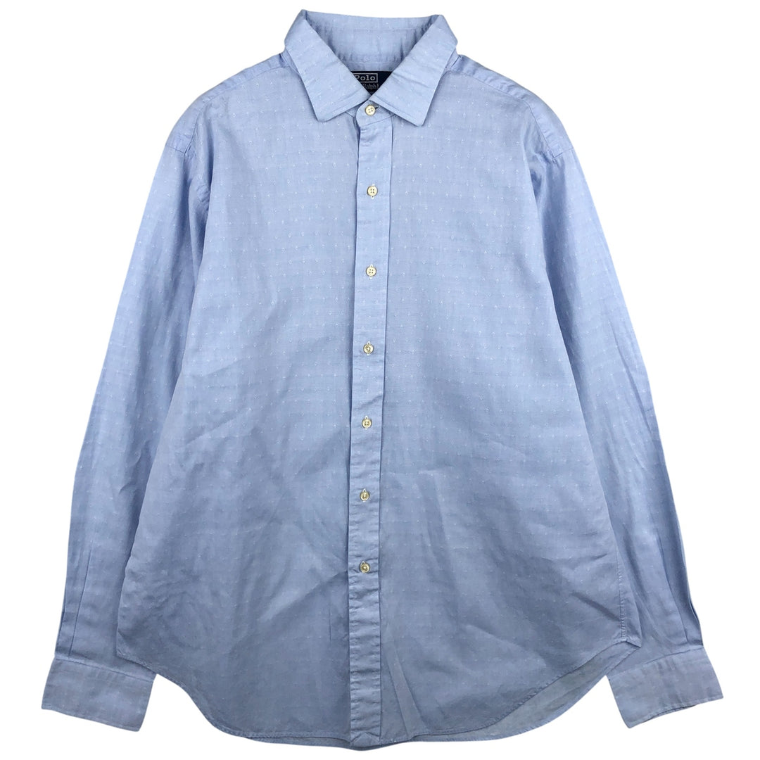 Ralph Lauren POLO by Ralph Lauren PHILIP all-over print long-sleeved cotton shirt, men's size XL cotton Blue type light blue Vintage Second Hand
