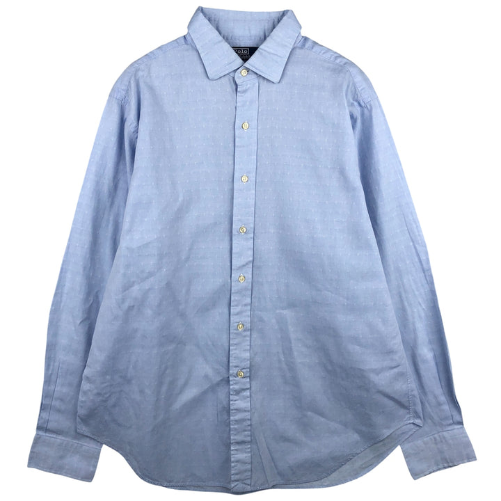 Ralph Lauren POLO by Ralph Lauren PHILIP all-over print long-sleeved cotton shirt, men's size XL cotton Blue type light blue Vintage Second Hand