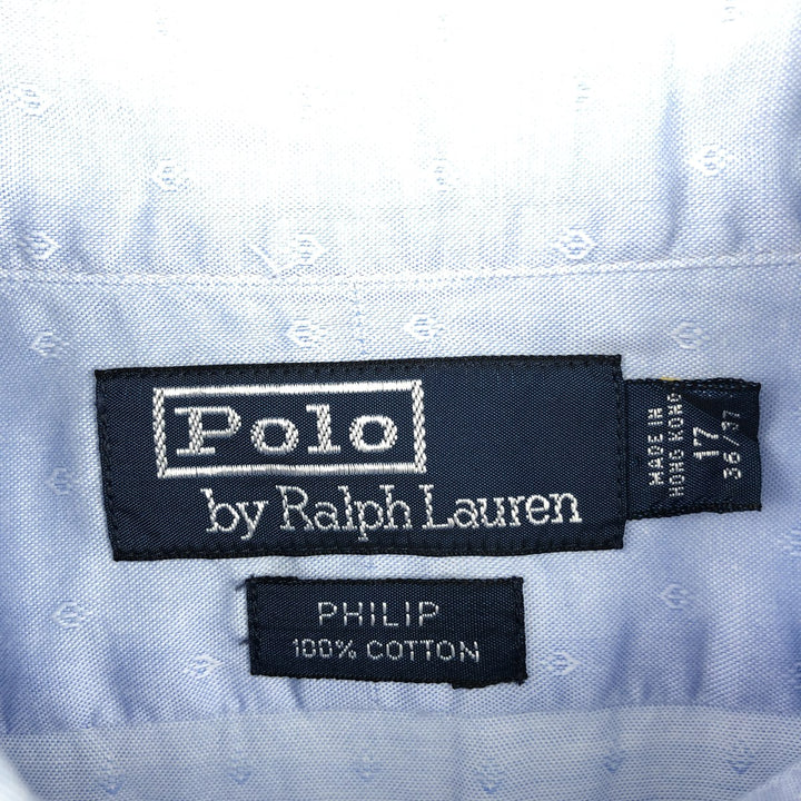 Ralph Lauren POLO by Ralph Lauren PHILIP all-over print long-sleeved cotton shirt, men's size XL cotton Blue type light blue Vintage Second Hand