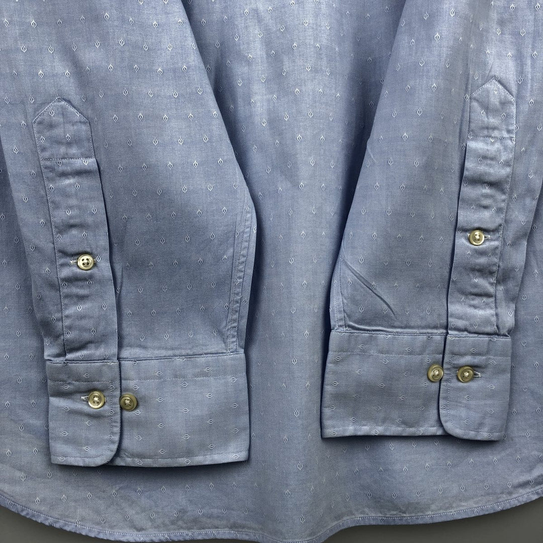 Ralph Lauren POLO by Ralph Lauren PHILIP all-over print long-sleeved cotton shirt, men's size XL cotton Blue type light blue Vintage Second Hand