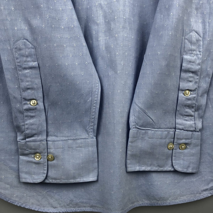 Ralph Lauren POLO by Ralph Lauren PHILIP all-over print long-sleeved cotton shirt, men's size XL cotton Blue type light blue Vintage Second Hand