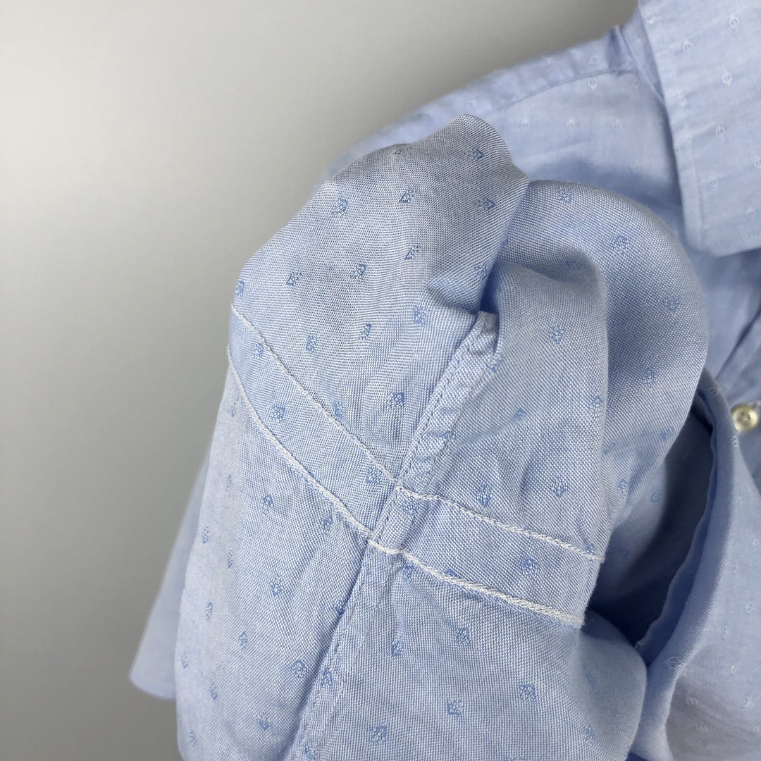 Ralph Lauren POLO by Ralph Lauren PHILIP all-over print long-sleeved cotton shirt, men's size XL cotton Blue type light blue Vintage Second Hand