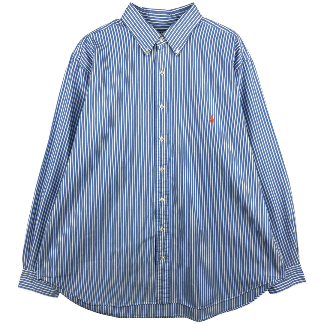 Ralph Lauren Classic Fit Long Sleeve Button-Down Striped Shirt, Men's XXXL cotton blue type Vintage Second Hand