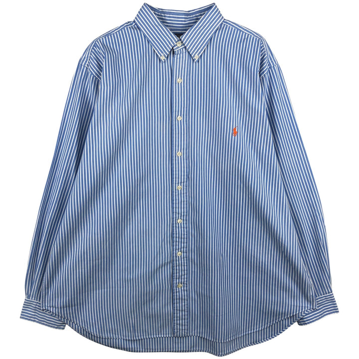 Ralph Lauren Classic Fit Long Sleeve Button-Down Striped Shirt, Men's XXXL cotton blue type Vintage Second Hand