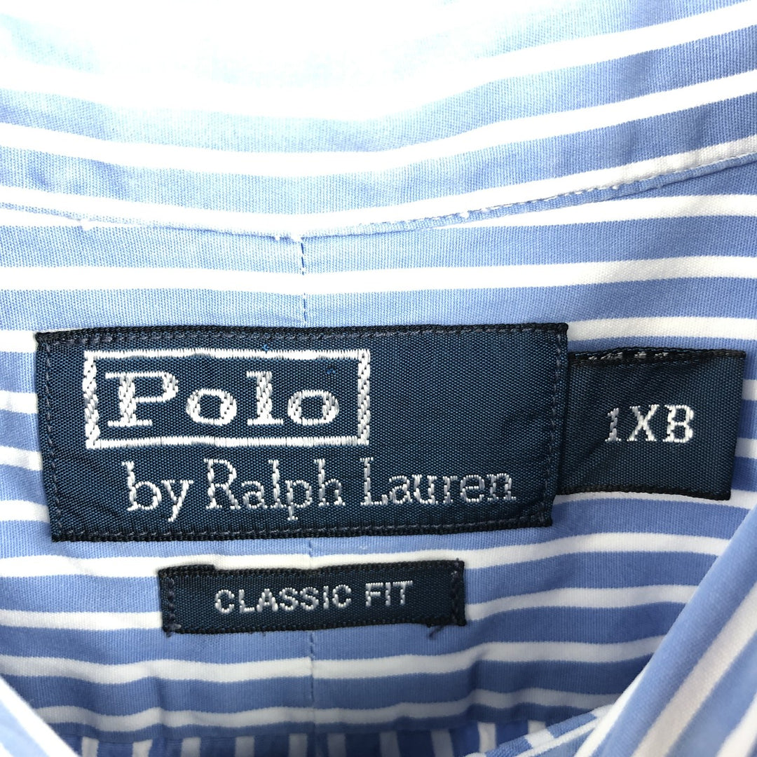 Ralph Lauren Classic Fit Long Sleeve Button-Down Striped Shirt, Men's XXXL cotton blue type Vintage Second Hand