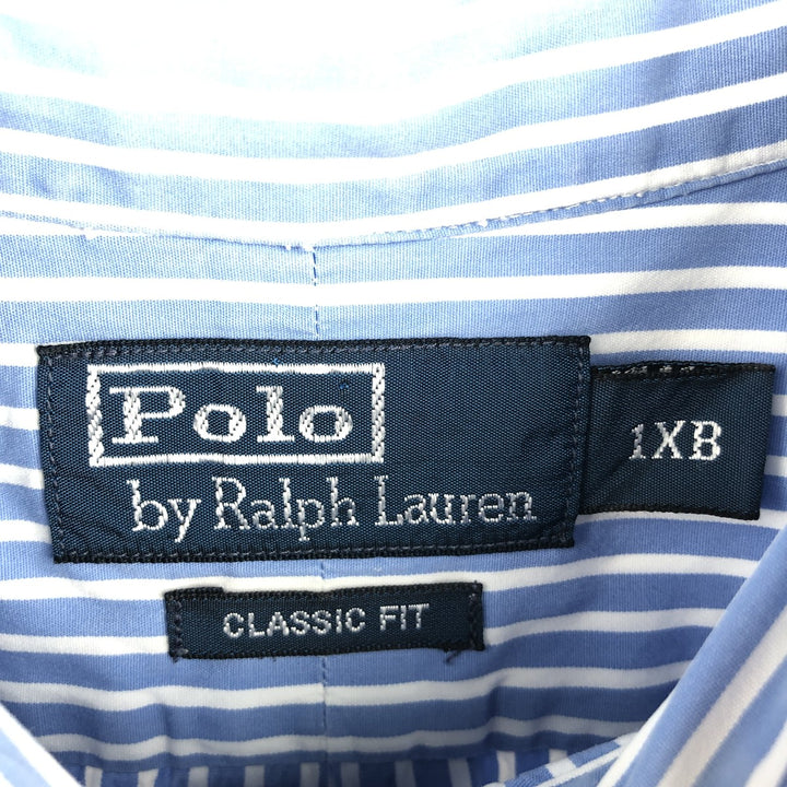 Ralph Lauren Classic Fit Long Sleeve Button-Down Striped Shirt, Men's XXXL cotton blue type Vintage Second Hand