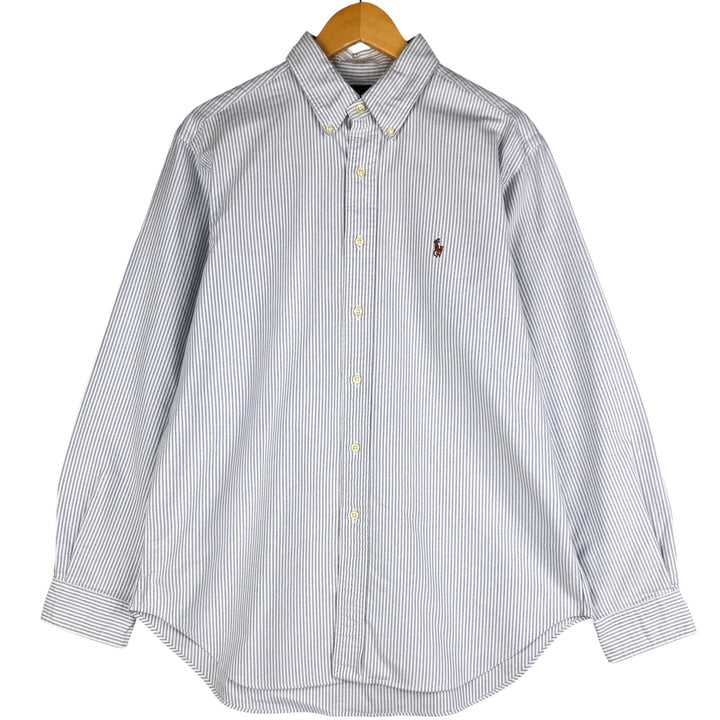 Ralph Lauren Classic Fit Long Sleeve Button Down Striped Shirt, Men's Size L cotton blue type Vintage Second Hand