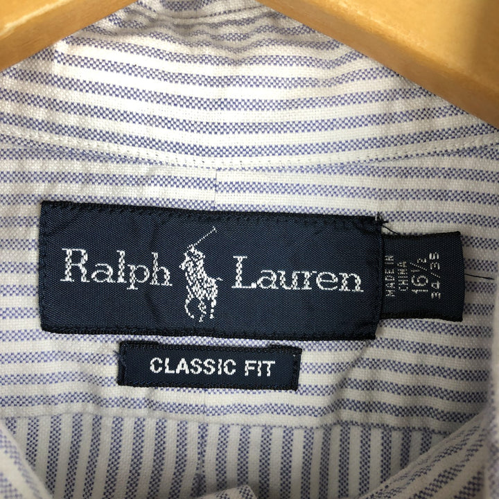 Ralph Lauren Classic Fit Long Sleeve Button Down Striped Shirt, Men's Size L cotton blue type Vintage Second Hand