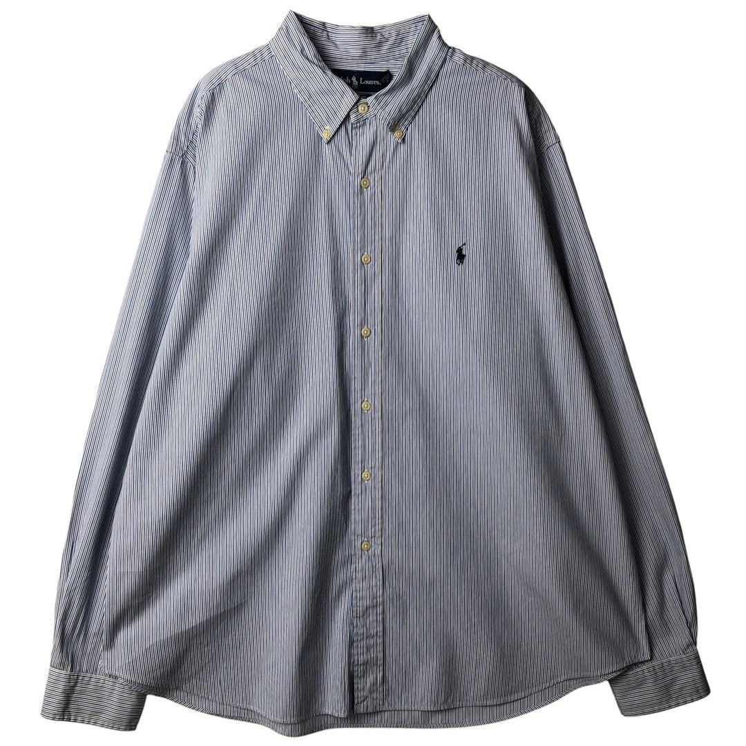 Ralph Lauren Classic Fit Long Sleeve Button Down Striped Shirt Men's XXL cotton Blue type light blue Vintage Second Hand