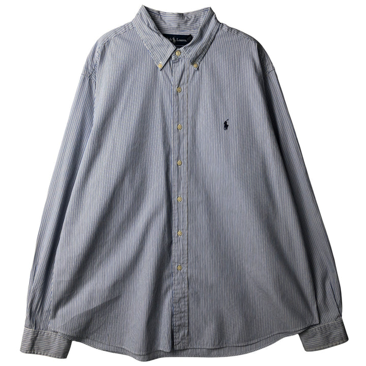 Ralph Lauren Classic Fit Long Sleeve Button Down Striped Shirt Men's XXL cotton Blue type light blue Vintage Second Hand