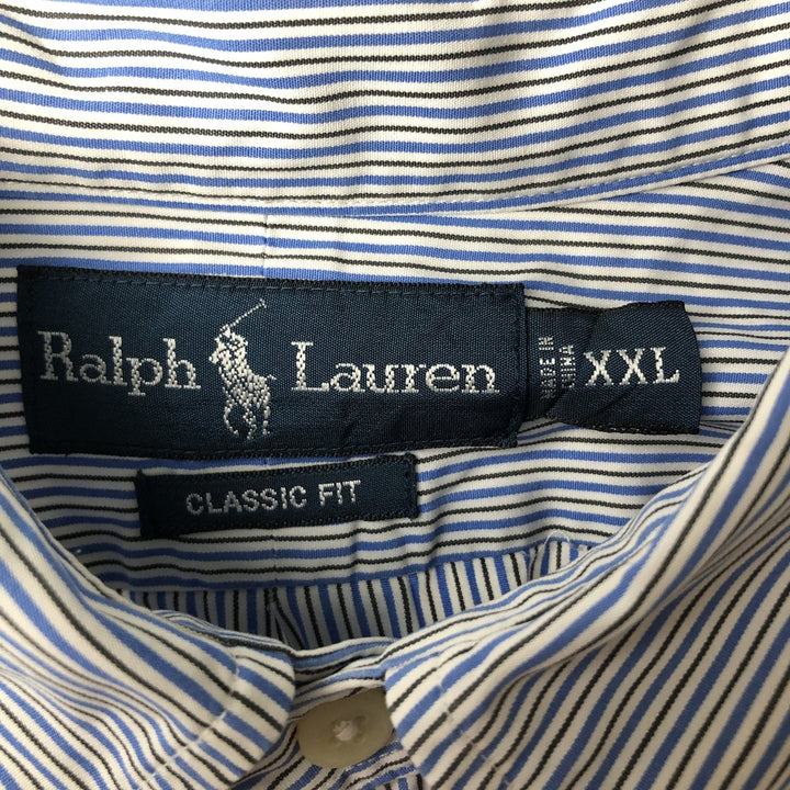 Ralph Lauren Classic Fit Long Sleeve Button Down Striped Shirt Men's XXL cotton Blue type light blue Vintage Second Hand