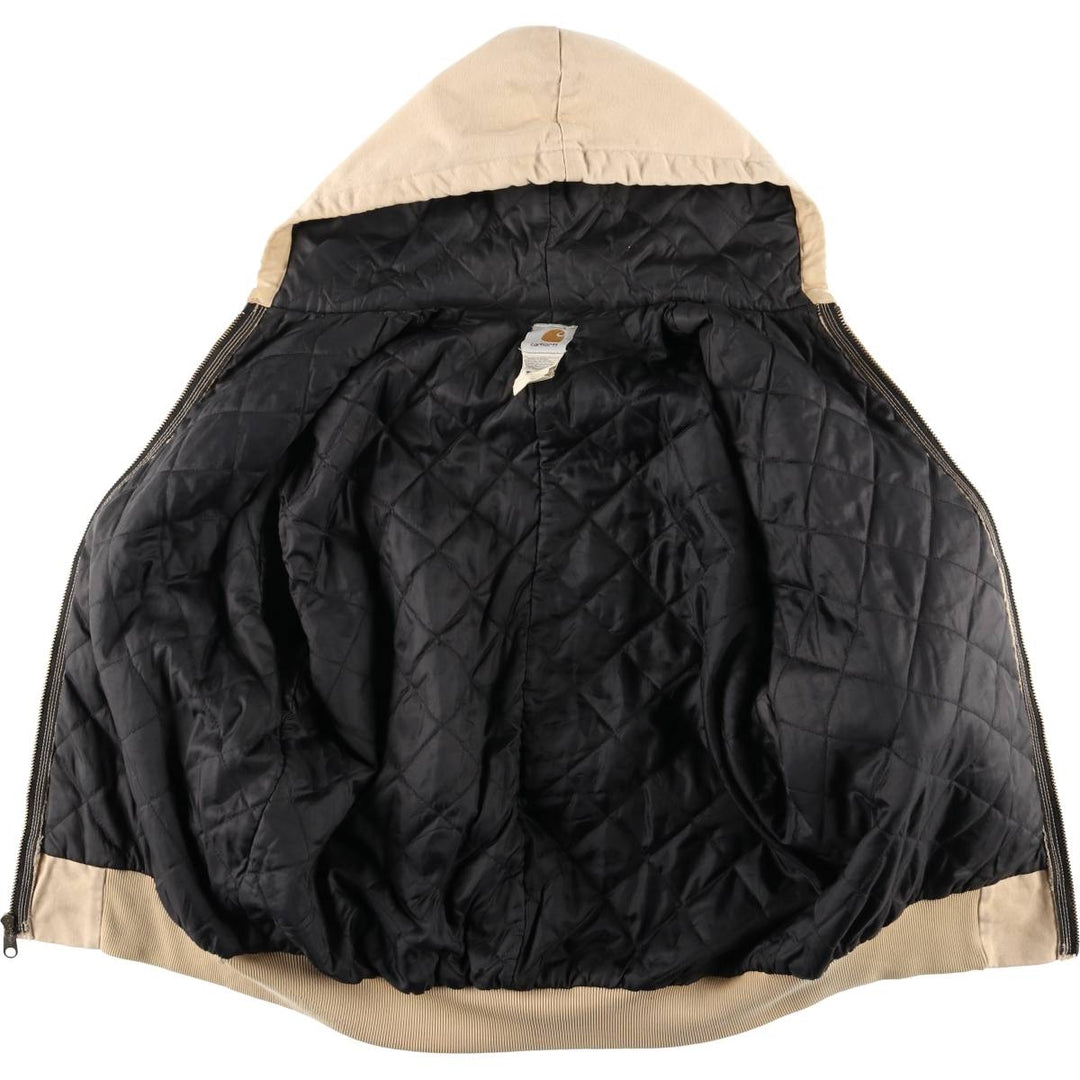 90'S Carhartt Active Jacket, Duck Full-Zip Hoodie, Men's Size L (approx.) cotton Beige type Vintage Second Hand