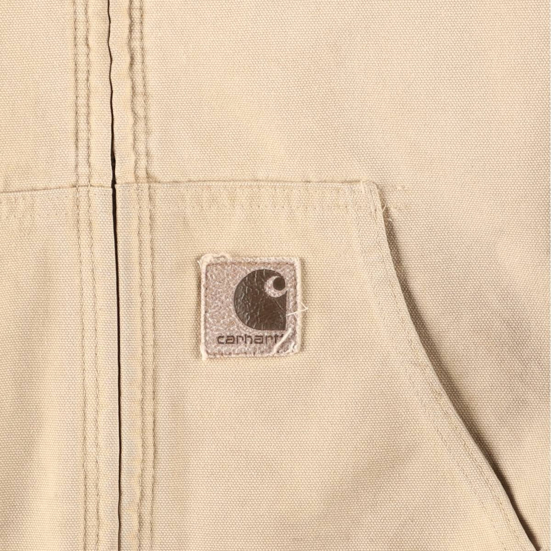 90'S Carhartt Active Jacket, Duck Full-Zip Hoodie, Men's Size L (approx.) cotton Beige type Vintage Second Hand